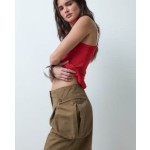 ASOS DESIGN cargo pants with side pocket detailing in tan