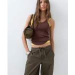 ASOS DESIGN parachute pants with toggle hem detail in khaki