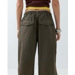 ASOS DESIGN parachute pants with toggle hem detail in khaki