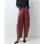 ASOS DESIGN leather look croc effect barrel pants in red