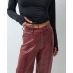 ASOS DESIGN leather look croc effect barrel pants in red