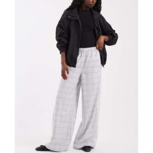 adidas Originals plaid track pants in gray