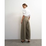 Topshop wide leg flowing trouser in taupe heather
