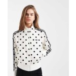 adidas Originals Firebird polka dot track top in off white and black