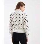 adidas Originals Firebird polka dot track top in off white and black