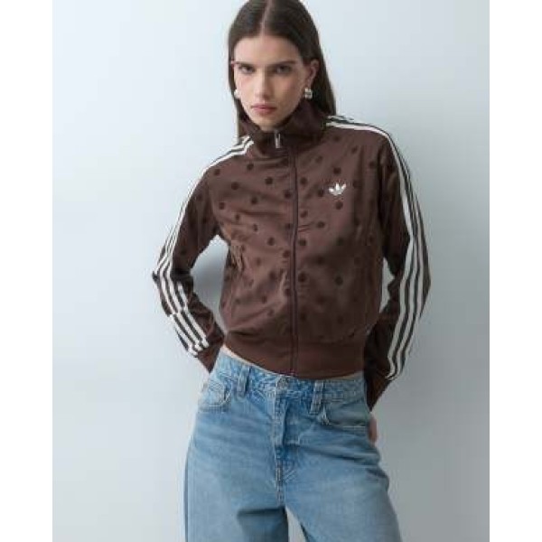 adidas Originals Firebird polka dot track top in brown