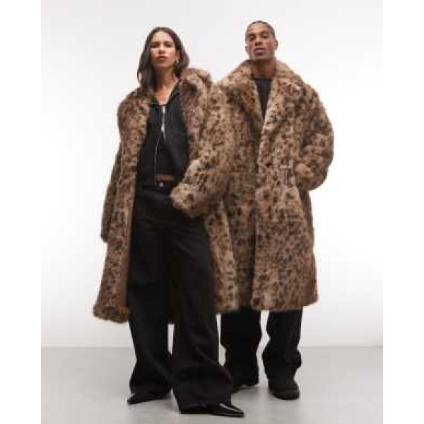 Reclaimed Vintage unisex faux fur maxi coat in soft tiger print