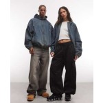 COLLUSION unisex oversized hooded denim jacket in grunge wash