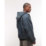 COLLUSION unisex oversized hooded denim jacket in grunge wash