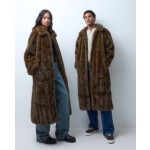 Reclaimed Vintage unisex faux fur maxi coat in brown texture