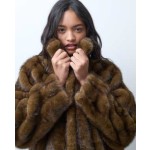 Reclaimed Vintage unisex faux fur maxi coat in brown texture