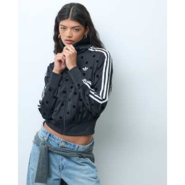 adidas Originals Firebird polka dot track top in black