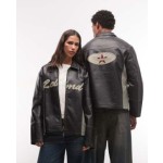 Reclaimed Vintage unisex leather look motor jacket with branding