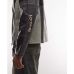 Reclaimed Vintage unisex leather look motor jacket with branding