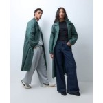 Reclaimed Vintage unisex oversized trench coat with cinched detail in green