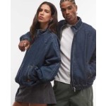 COLLUSION unisex oversized track denim jacket in grunge wash