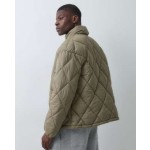 COLLUSION Unisex funnel neck oversized puffer jacket in khaki