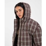 COLLUSION Unisex funnel neck puffer jacket in blue check