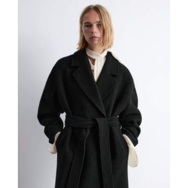 & Other Stories belted wool coat in black