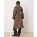 ASOS DESIGN funnel neck longline formal trench coat in mushroom