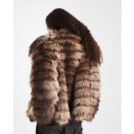 ASOS DESIGN patched stripes short faux fur jacket in brown