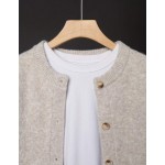 Women's Beige Cardigan, Soft Long Sleeve Sweater Jacket, Front Button Design Fall