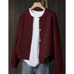 Women's Beige Cardigan, Soft Long Sleeve Sweater Jacket, Front Button Design Fall