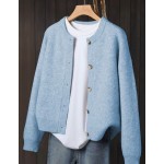 Women's Beige Cardigan, Soft Long Sleeve Sweater Jacket, Front Button Design Fall