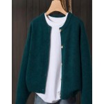 Women's Beige Cardigan, Soft Long Sleeve Sweater Jacket, Front Button Design Fall