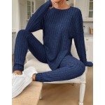 SHEIN Frenchy Drop Shoulder Ribbed Knit Tee & Leggings Textured Fabric Two Pieces Winter Casual Spring