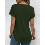 Bytebia Bytebia Regular Women's Solid Color V-Neck Short-Sleeved Casual T-Shirt