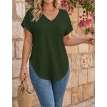 Bytebia Bytebia Regular Women's Solid Color V-Neck Short-Sleeved Casual T-Shirt