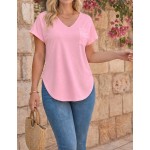 Bytebia Bytebia Regular Women's Solid Color V-Neck Short-Sleeved Casual T-Shirt