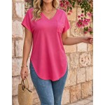 Bytebia Bytebia Regular Women's Solid Color V-Neck Short-Sleeved Casual T-Shirt