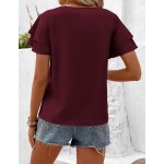 SHEIN LUNE Solid Raglan Sleeve Casual Blouse For Dailywear,Short Sleeve Tops