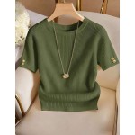 Franclia Elegant Round Neck Knit T-Shirt, Minimalist Fashion Knit T-Shirt, Summer New Arrival