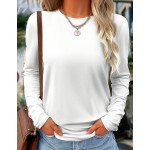 SHEIN LUNE Solid Color Casual Comfortable Versatile Long Sleeve T-Shirt For Women Fall Cloth For Women