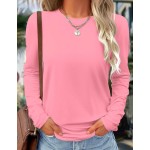 SHEIN LUNE Solid Color Casual Comfortable Versatile Long Sleeve T-Shirt For Women Fall Cloth For Women