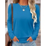 SHEIN LUNE Solid Color Casual Comfortable Versatile Long Sleeve T-Shirt For Women Fall Cloth For Women