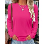 SHEIN LUNE Solid Color Casual Comfortable Versatile Long Sleeve T-Shirt For Women Fall Cloth For Women