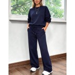 2pcs/Set Falloutfits Women's Sports Outfit, Fashionable Comfortable Solid Color Sweatshirt & Casual Pants, Suitable For Autumn/Winter
