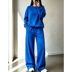 2pcs/Set Falloutfits Women's Sports Outfit, Fashionable Comfortable Solid Color Sweatshirt & Casual Pants, Suitable For Autumn/Winter
