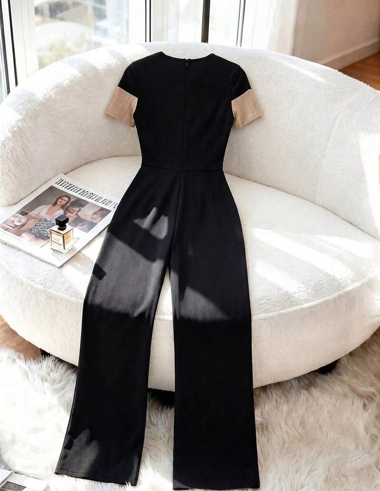 Selianne Women's Elegant Commute Color Block Patchwork Fitted Jumpsuit