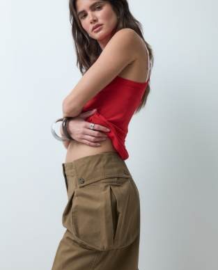 ASOS DESIGN cargo pants with side pocket detailing in tan