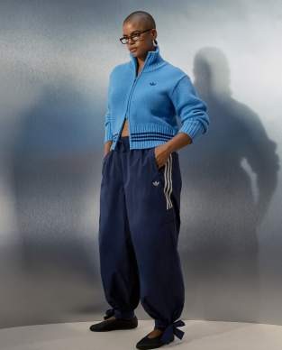 adidas Originals x ASOS balloon cargo sweatpants with ankle tie in navy