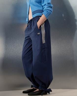 adidas Originals x ASOS balloon cargo sweatpants with ankle tie in navy