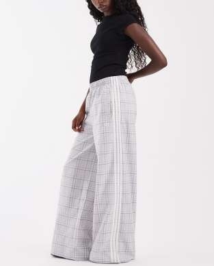 adidas Originals plaid track pants in gray