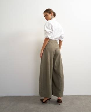 Topshop wide leg flowing trouser in taupe heather