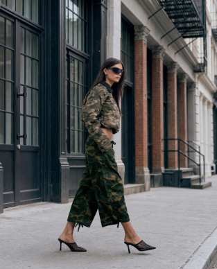 Lioness exclusive Frankie tie detail cropped wide leg capri pants in camo