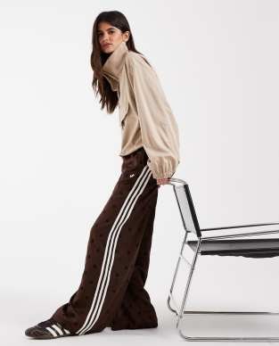 adidas Originals Firebird polka dot track pants in brown